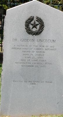 Dr. Gideon Lincecum Marker image. Click for full size.