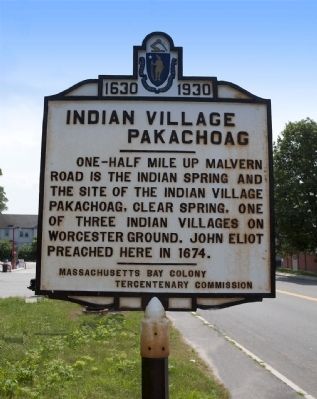 Indian Village Pakachoag Marker image. Click for full size.