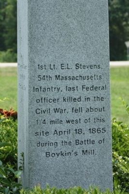 Burwell Boykin / Battle of Boykins Mill Marker, north face image. Click for full size.