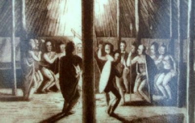 Dog Dance Illustration on Kanza Indians Marker image. Click for full size.
