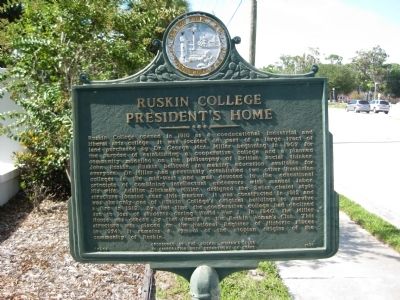 Ruskin College President's Home Marker image. Click for full size.