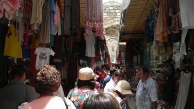 A crowded marketplace in Muristan, a neighborhood in the Christian Quarter image. Click for full size.