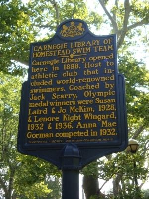 Carnegie Library of Homestead Swim Team Marker image. Click for full size.