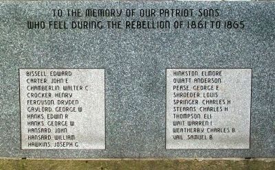 Twinsburgh Civil War Memorial Honored Dead. Click for full size. Twinsburgh Civil War Memorial Honored Dead image. Click for full size.