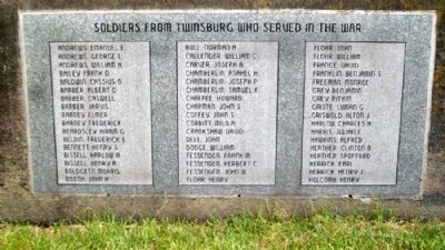 Twinsburgh Civil War Memorial Honor Roll. Click for full size. Twinsburgh Civil War Memorial Honor Roll image. Click for full size.