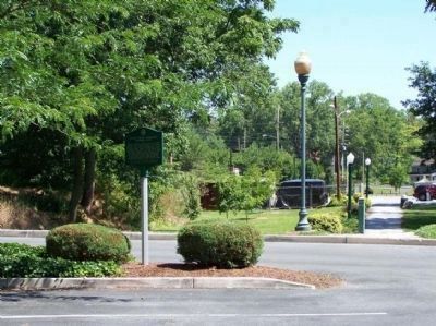 Great Indian Warrior/Trading Path Marker, looking north, into Hagerstown City Park image. Click for full size.