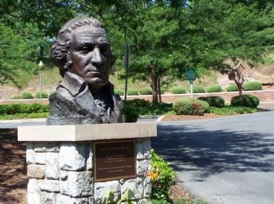 Great Indian Warrior/Trading Path Marker, background, with George Washington bust. Click for full size. Great Indian Warrior/Trading Path Marker, background, with George Washington bust image. Click for full size.