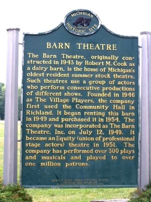 Barn Theatre Marker. Click for full size. Barn Theatre Marker image. Click for full size.