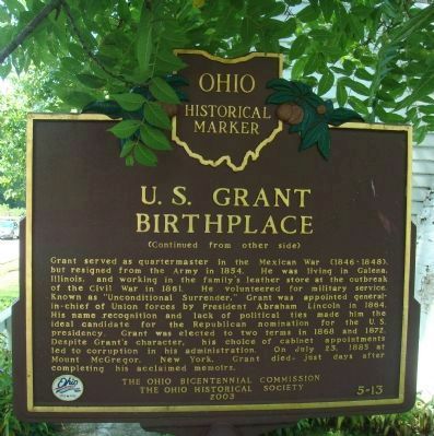 U. S. Grant Birthplace Marker image. Click for full size.