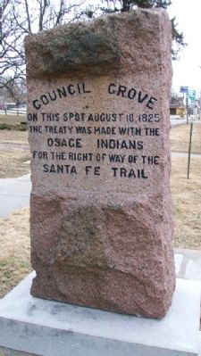 Santa Fe Trail / Council Grove Marker (west face) image. Click for full size.