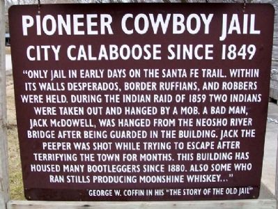 Pioneer Cowboy Jail Marker image. Click for full size.