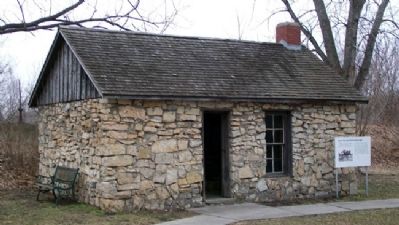 Reconstructed Kaw House and Marker image. Click for full size.