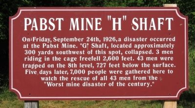 Pabst Mine "H" Shaft Marker image. Click for full size.
