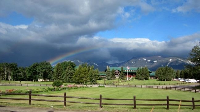 View of Glacier Park Lodge from the station image. Click for full size.