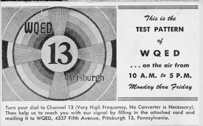 WQED test pattern postcard image. Click for full size.