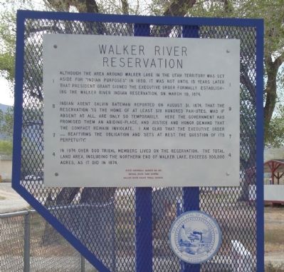 Walker River Reservation Marker image. Click for full size.