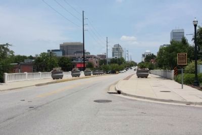 Joseph D. Sapp Memorial Bridge and Marker, looking east along Lady Street image. Click for full size.