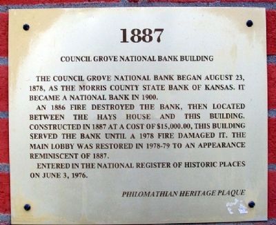 Council Grove National Bank Building Marker image. Click for full size.