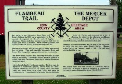 Flambeau Trail – The Mercer Depot Marker image. Click for full size.