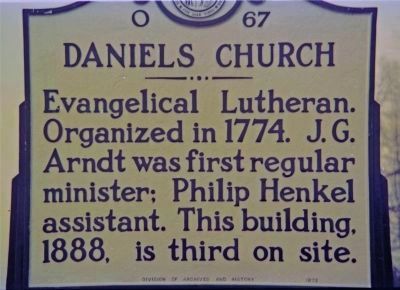 Daniels Church Marker. Click for full size. Daniels Church Marker image. Click for full size.