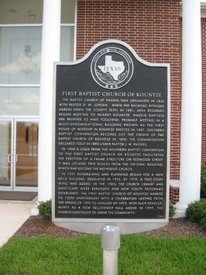 First Baptist Church of Kountze Marker image. Click for full size.
