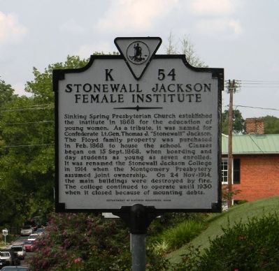 Stonewall Jackson Female Institute Marker image. Click for full size.