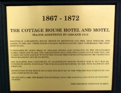 The Cottage House Hotel and Motel Marker image. Click for full size.