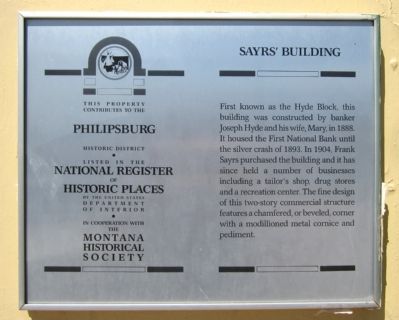 Sayrs' Building Marker image. Click for full size.