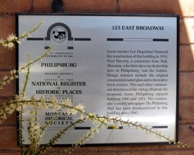 123 East Broadway Marker. Click for full size. 123 East Broadway Marker image. Click for full size.