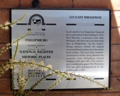 123 East Broadway Marker image. Click for full size.