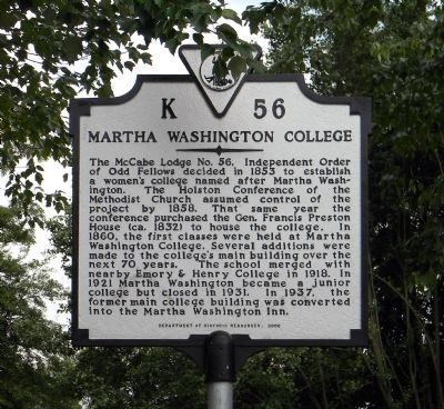 Martha Washington College Marker image. Click for full size.