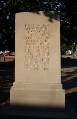 World War Memorial Marker (reverse) image. Click for full size.