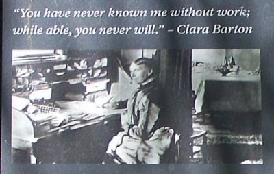 Clara Barton at her desk image. Click for full size.