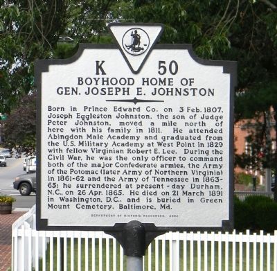 Boyhood Home of Gen. Joseph E. Johnston Marker image. Click for full size.