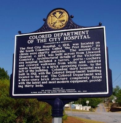 Colored Department of the City Hospital Marker image. Click for full size.