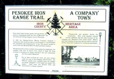 Penokee Iron Range Trail – A Company Town Marker image. Click for full size.
