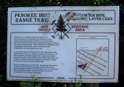 Penokee Iron Range Trail - Plummer Mine Geologic Layer Cake Marker image. Click for full size.