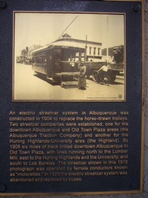 Albuquerque Electric Streetcar System Marker image. Click for full size.