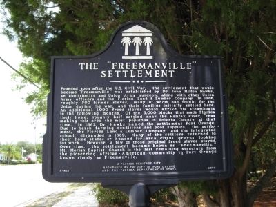 The “Freemanville” Settlement Marker image. Click for full size.