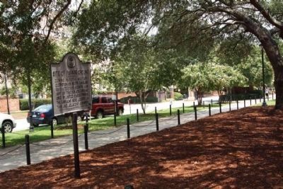 Site of Parade Ground Marker, seen looking east along Greene Street image. Click for full size.