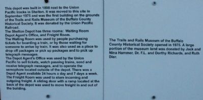 Shelton Union Pacific Depot Marker. Click for full size. Shelton Union Pacific Depot Marker image. Click for full size.