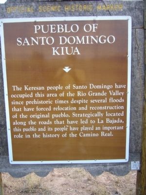 Pueblo of Santo Domingo Kiua Marker. Click for full size. Pueblo of Santo Domingo Kiua Marker image. Click for full size.