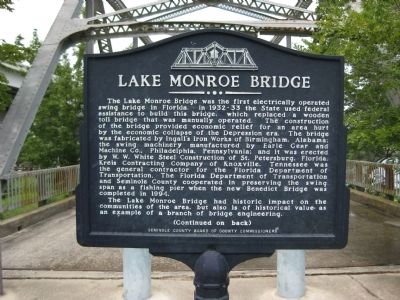 Lake Monroe Bridge Marker image. Click for full size.