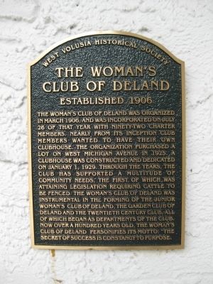 The Woman's Club of DeLand Marker image. Click for full size.