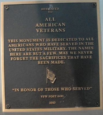 Burlington County Colorado Veterans Memorial Marker image. Click for full size.