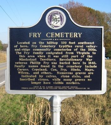 Fry Cemetery Marker - Old Marker image. Click for full size.