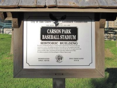 Carson Park Baseball Stadium Marker image. Click for full size.