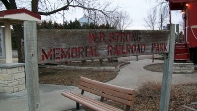 W.B. Strong Memorial Railroad Park Sign image. Click for full size.