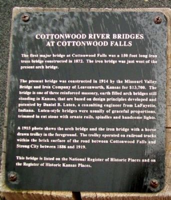Cottonwood River Bridges at Cottonwood Falls Marker image. Click for full size.