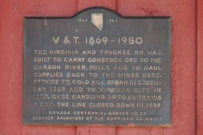 V & T, 1869 - 1950 Marker. Click for full size. V & T, 1869 - 1950 Marker image. Click for full size.